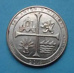 25 центов 2019 года США Национальный Исторический Парк Миссии Сан-Антонио (57)