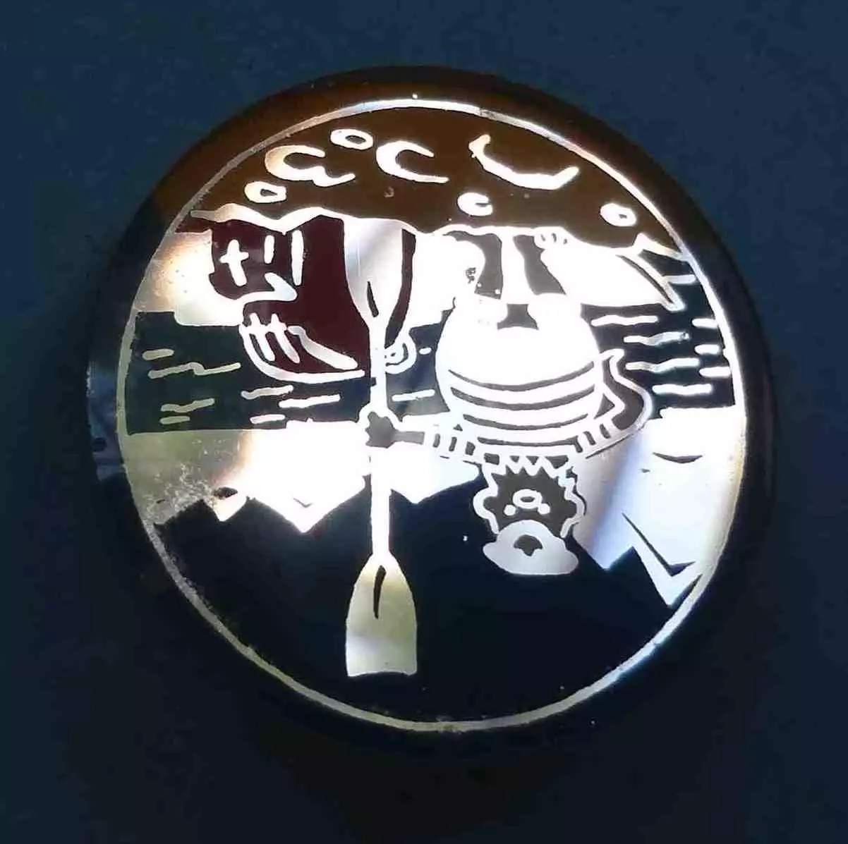 Моряк с веслом моря горы стекло (58) 1