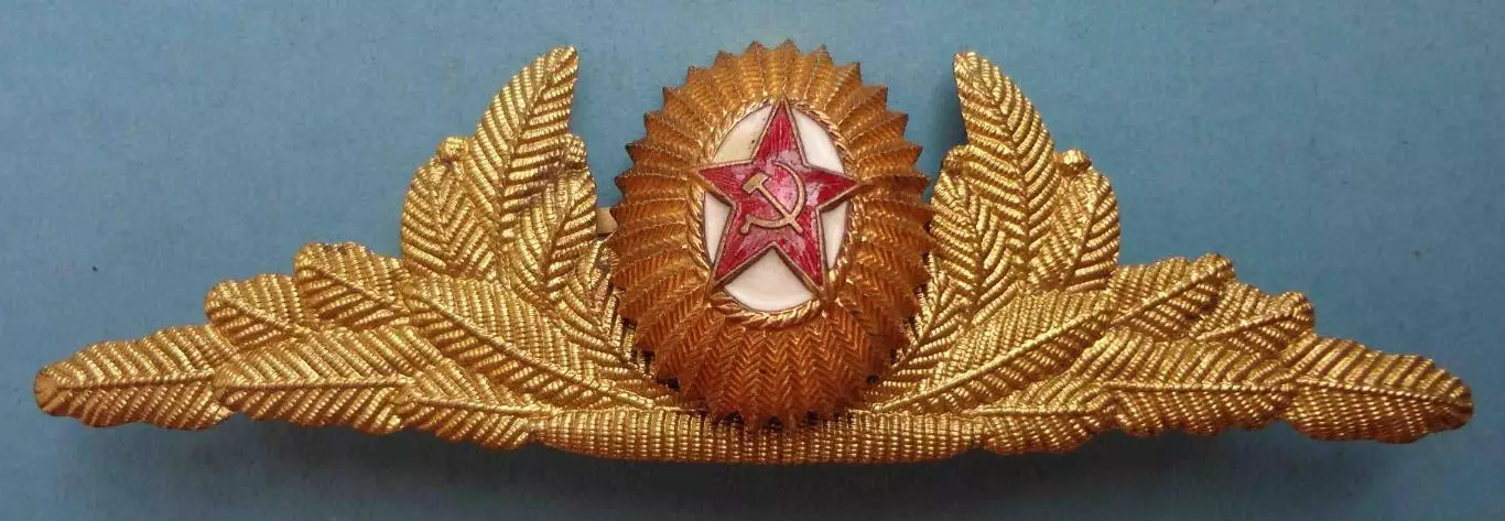 Кокарда парадная составная образца 1955 года и орнамент листья латунь (61) 1