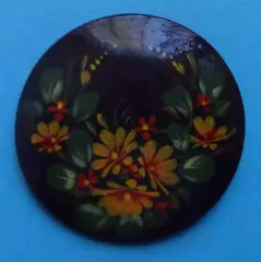 Значок брошь Ручная роспись Цветы Палех? (62)