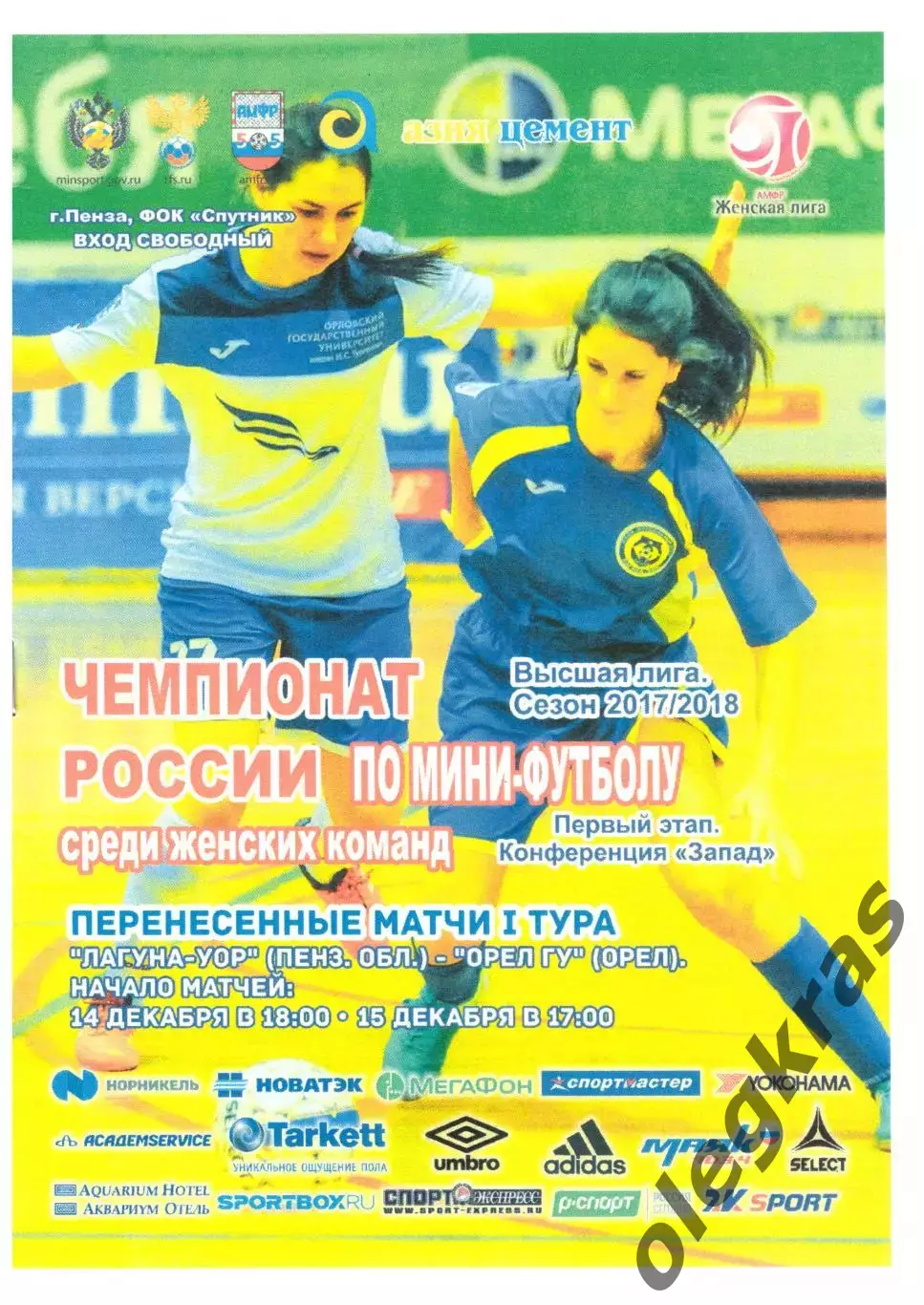 Лагуна - УОР(Пенза) - Орёл ГУ(Орёл) - 14-15 декабря 2017 года.