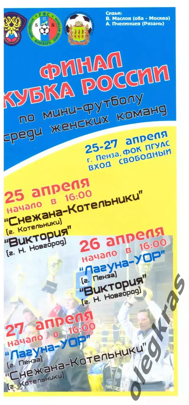 Финал Кубка России среди женских команд. Пенза, 25-27 апреля 2008 года.