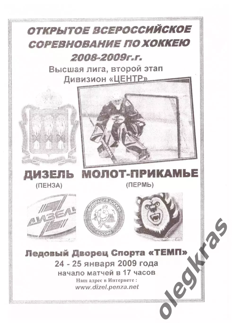 Дизель(Пенза) - Молот - Прикамье(Пермь) - 24-25 января 2009 года.