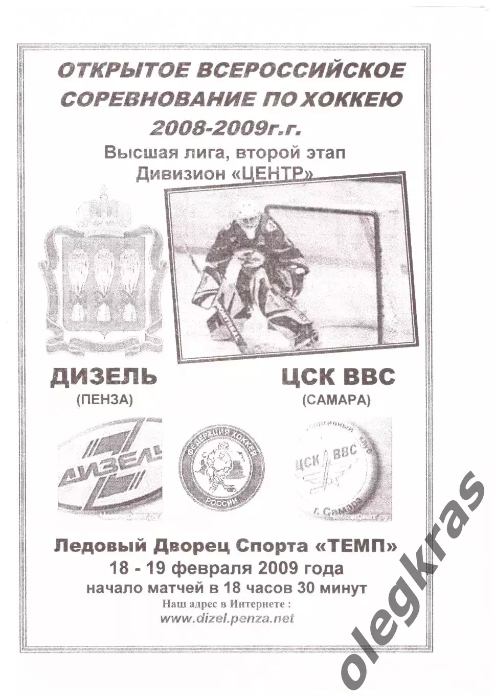 Дизель(Пенза) - ЦСК ВВС(Самара) - 18-19 февраля 2009 года.