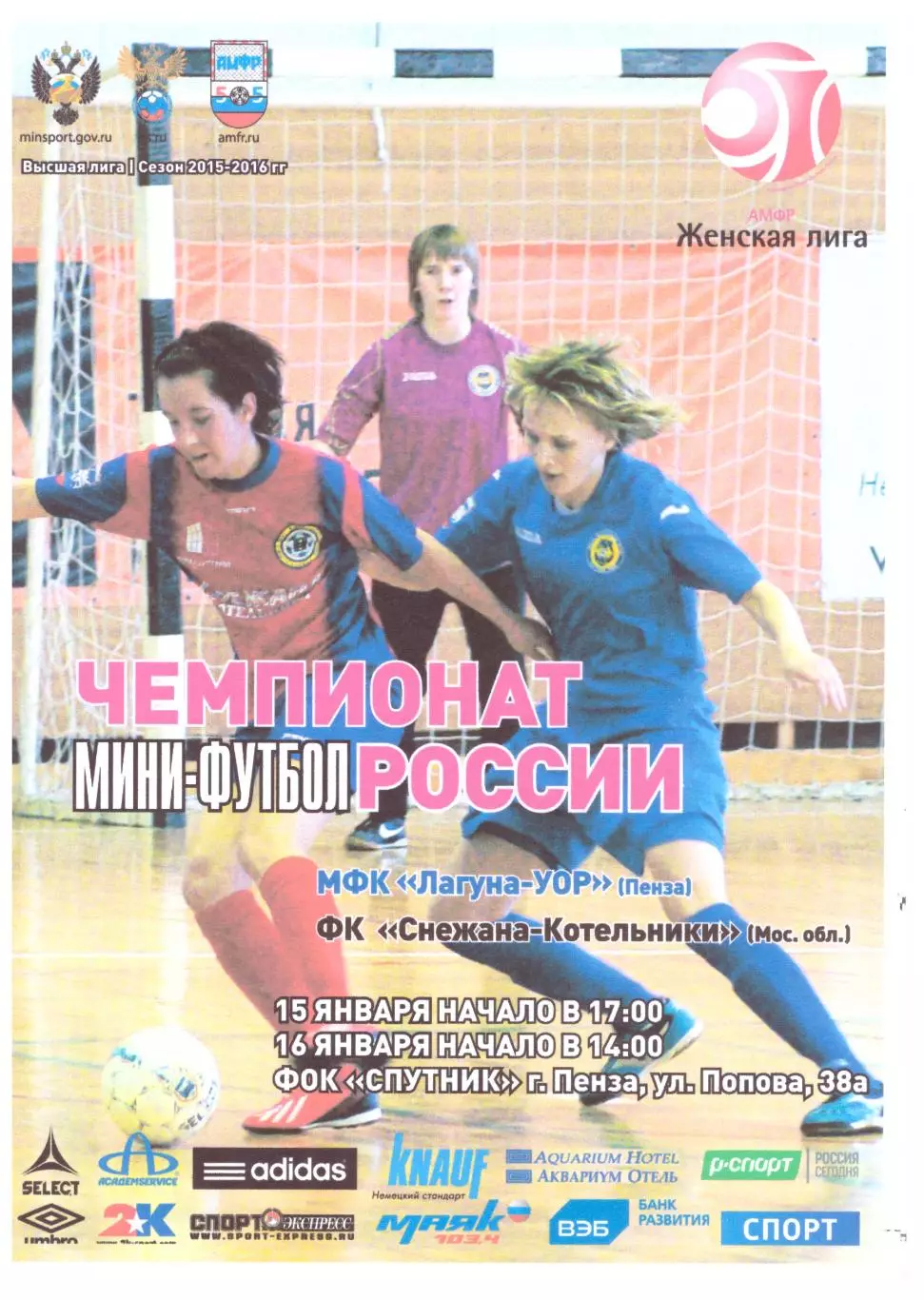 Лагуна-УОР(Пенза) - Снежана-Котельники(Мос. обл.) - 15-16 января 2016 года.