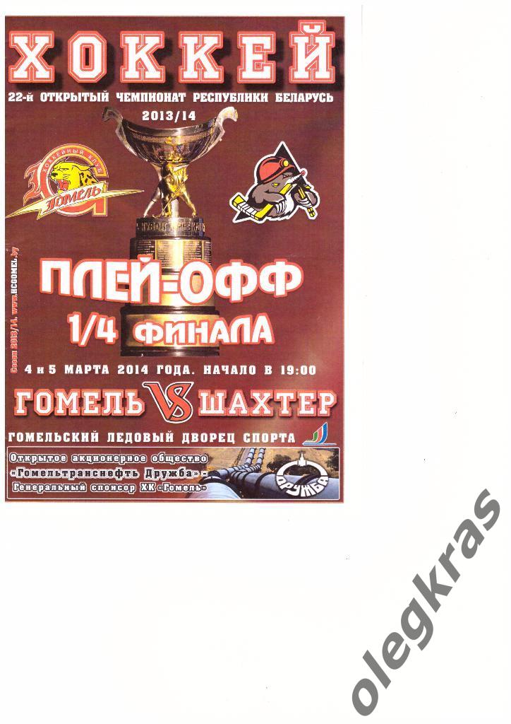 ХК Гомель - Шахтёр(Солигорск) - 04-05.03.2014 г.