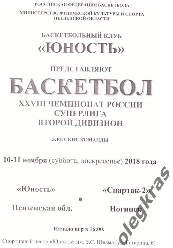 Юность(Пензенская обл.) - Спартак - 2(Ногинск) - 10-11 ноября 2018 года.