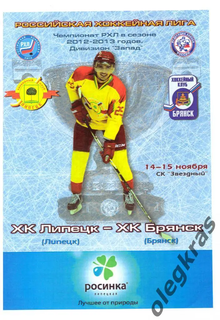 ХК Липецк(Липецк) - ХК Брянск(Брянск) - 14-15 ноября 2012 года.