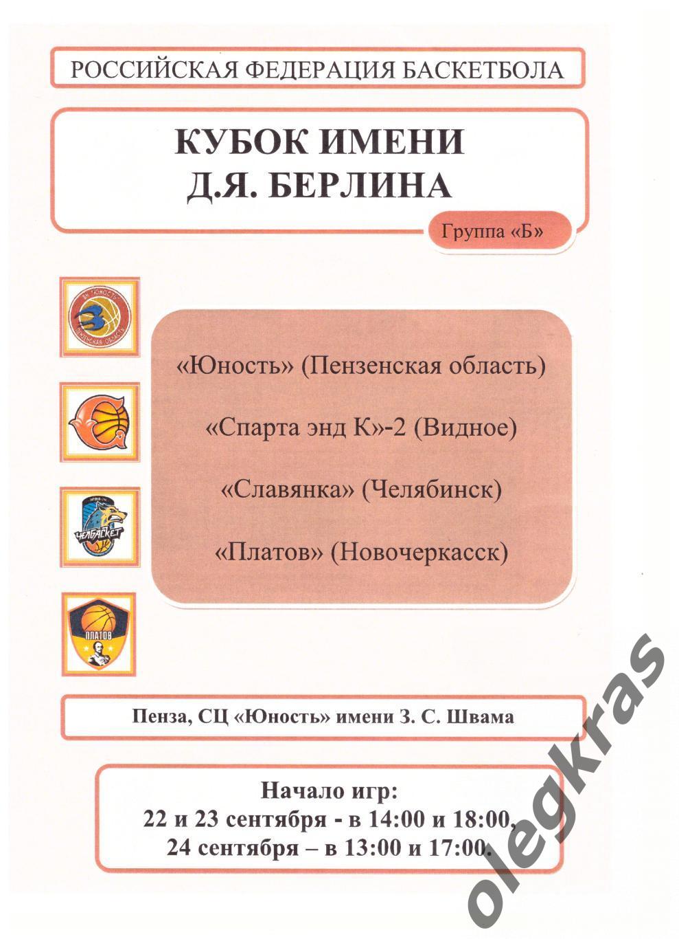 Кубок имени Д. Я. Берлина. Группа Б. Женщины. Пенза, 22-24 сентября 2022 года.