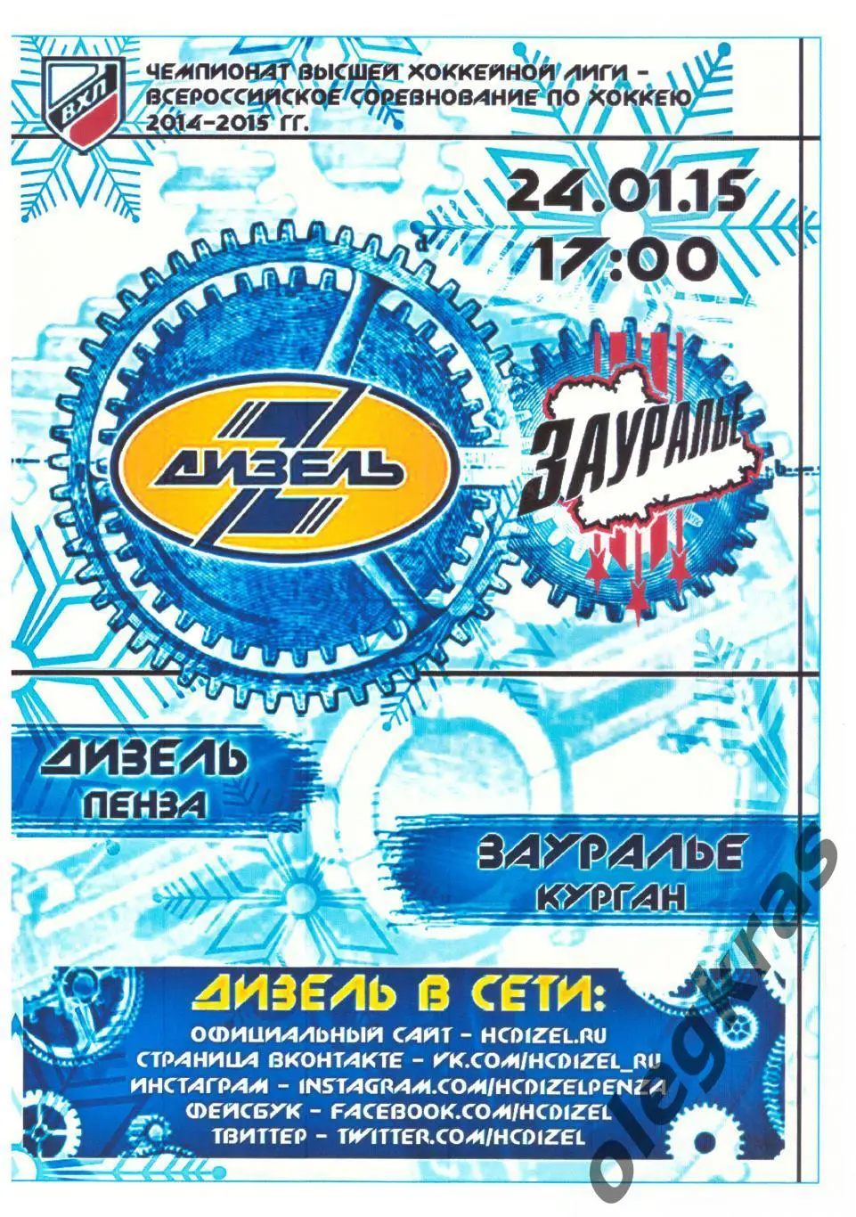 Дизель(Пенза) - Зауралье(Курган) - 24 января 2015 года.