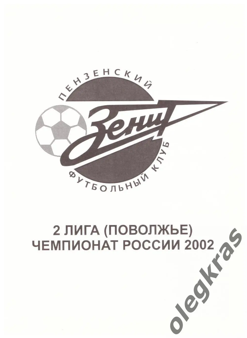 Футбольный клуб Зенит(Пенза)-2002. Чемпионат России. Вторая лига. Поволжье.