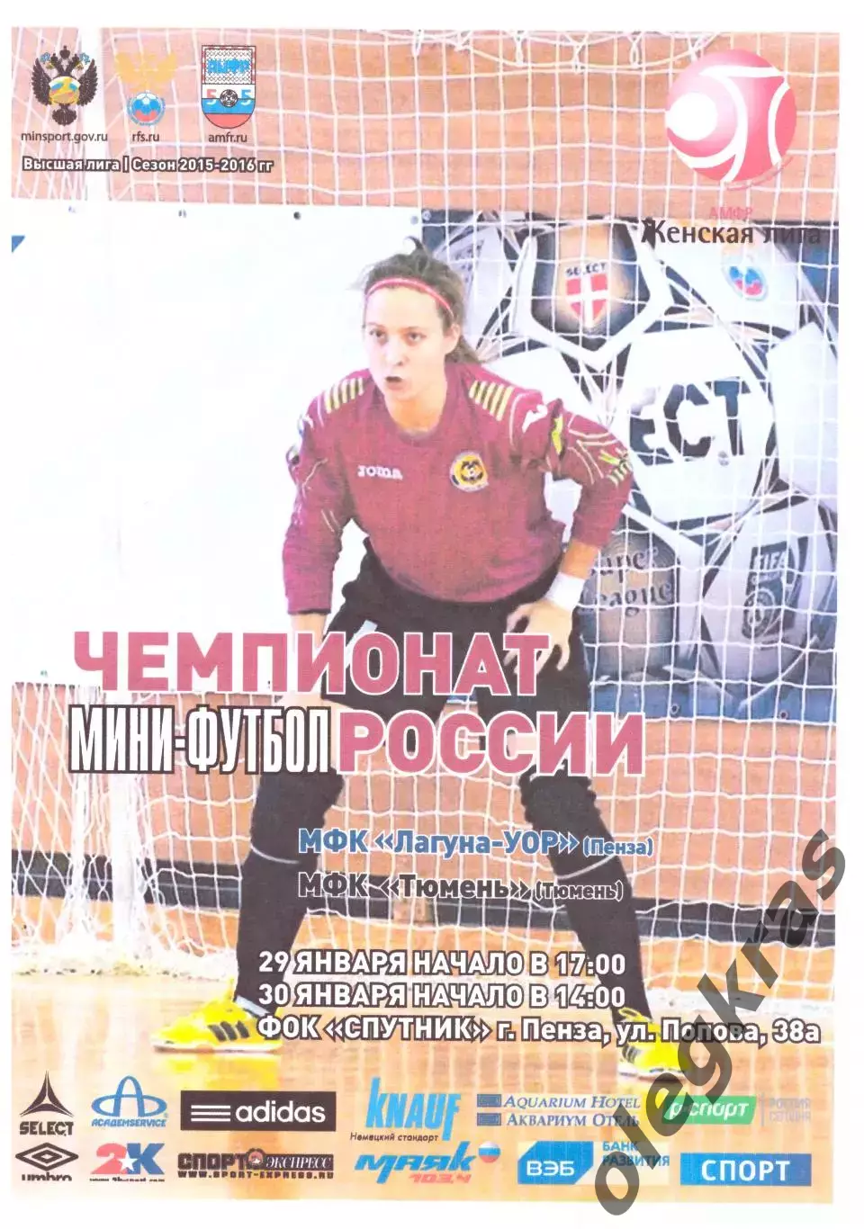 Лагуна-УОР(Пенза) - МФК Тюмень(Тюмень) - 29-30 января 2016 года.