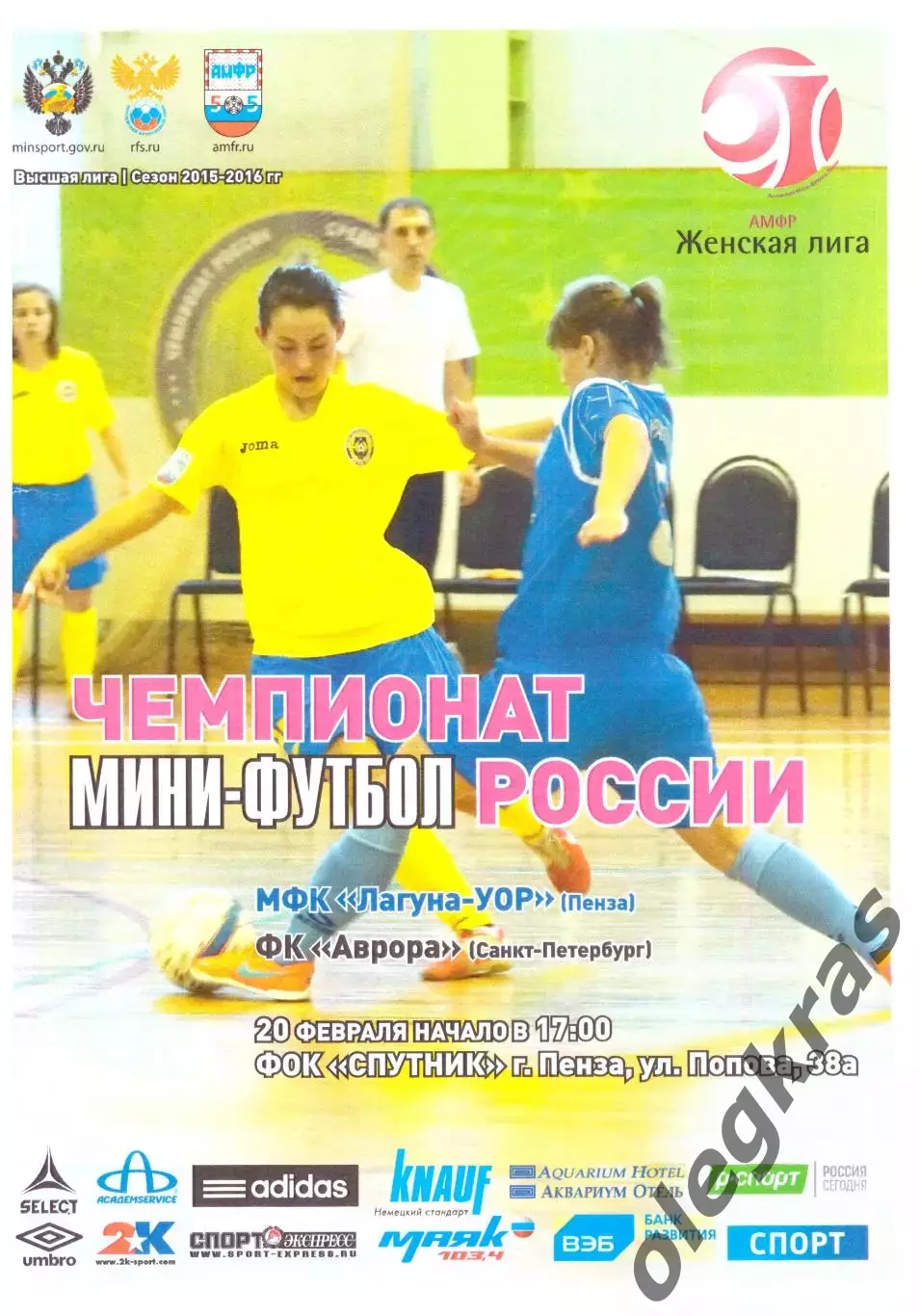 Лагуна - УОР(Пенза) - Аврора(Санкт - Петербург) - 20 февраля 2016 года.