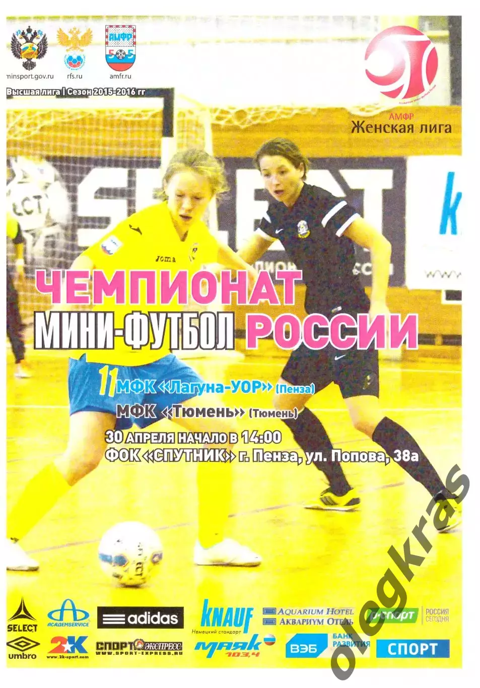 Лагуна-УОР(Пенза) - ЖМФК Тюмень(Тюмень) - 30 апреля 2016 года.