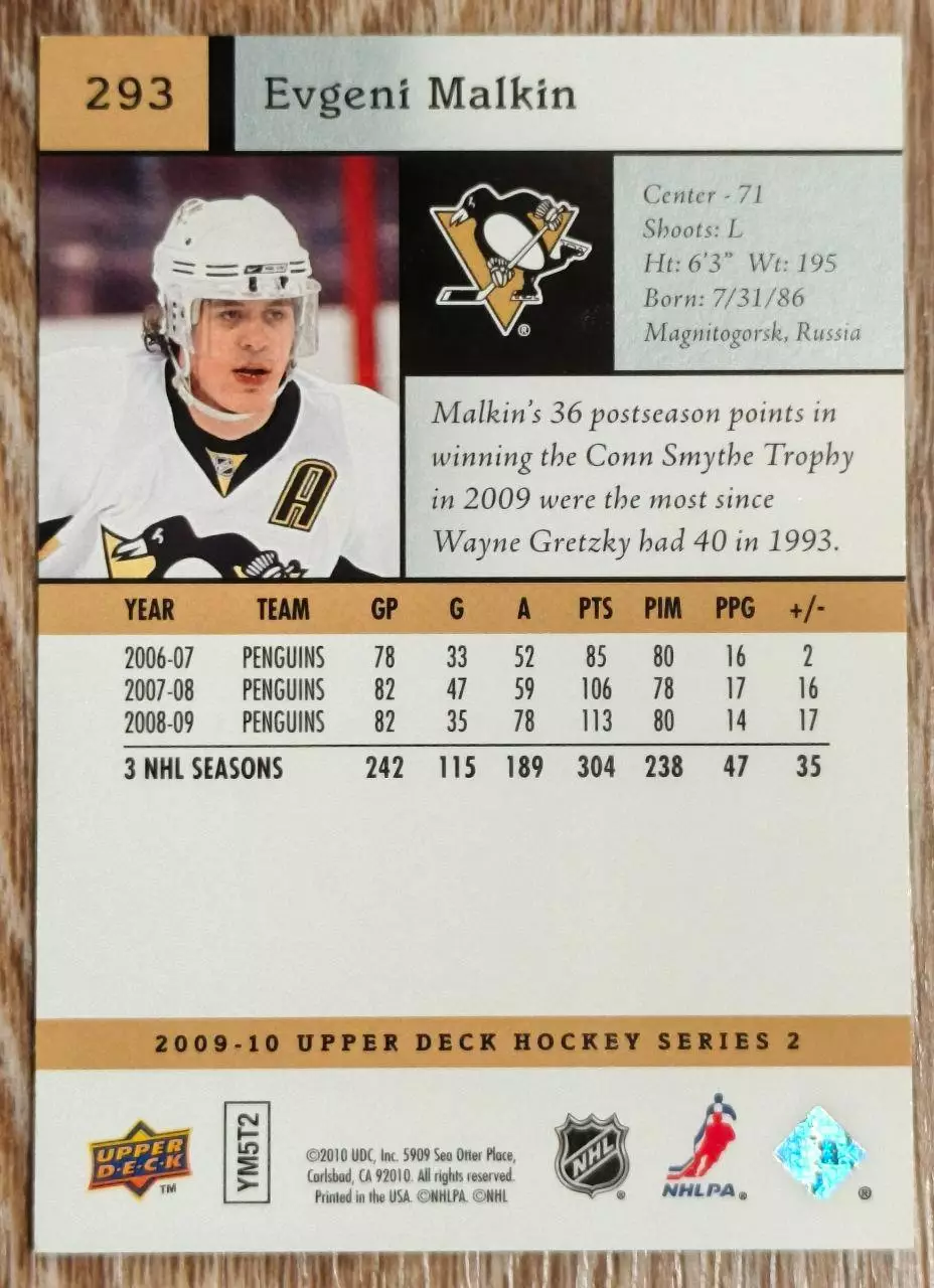 Карточка NHL. Евгений Малкин/Evgeny Malkin Питтсбург 1