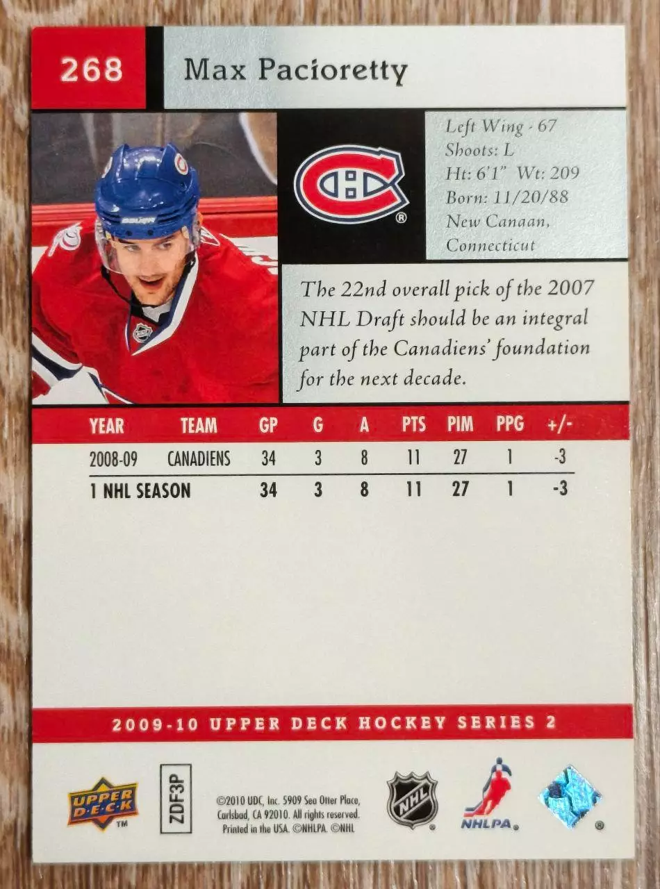 Карточка NHL. Макс Пачиоретти/Max Pacioretty Монреаль 1