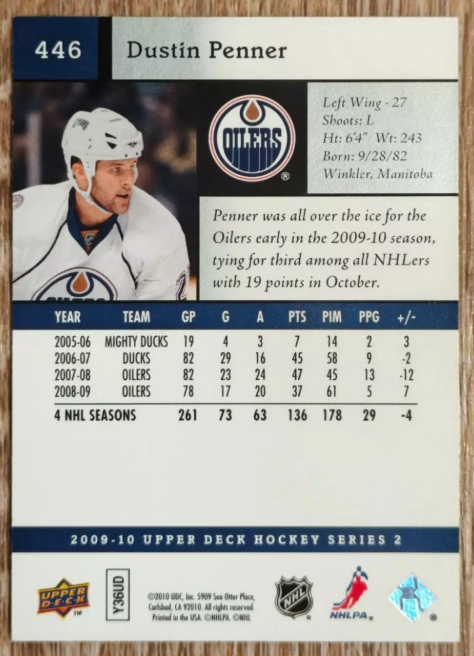 Карточка NHL. Дастин Пеннер/Dustin Penner Эдмонтон 1