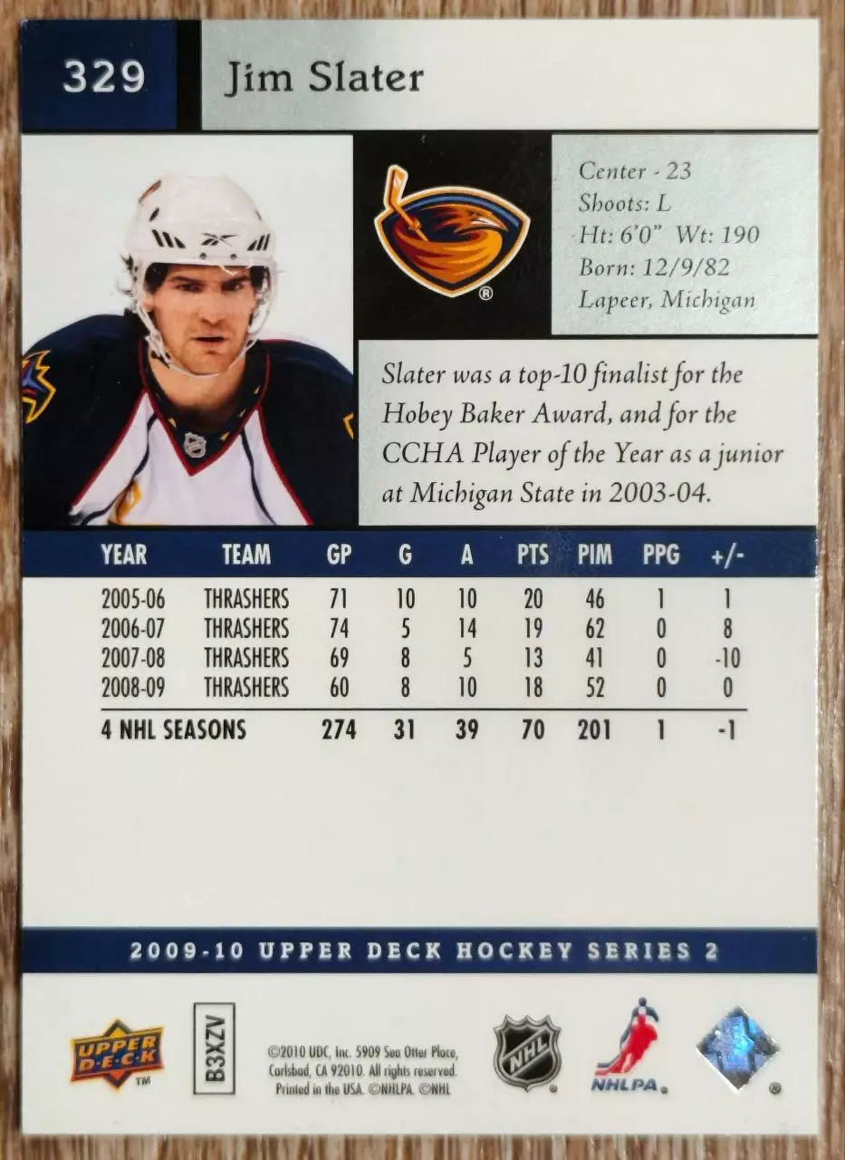 Карточка NHL. Джим Слэйтер/Jim Slater Атланта 1
