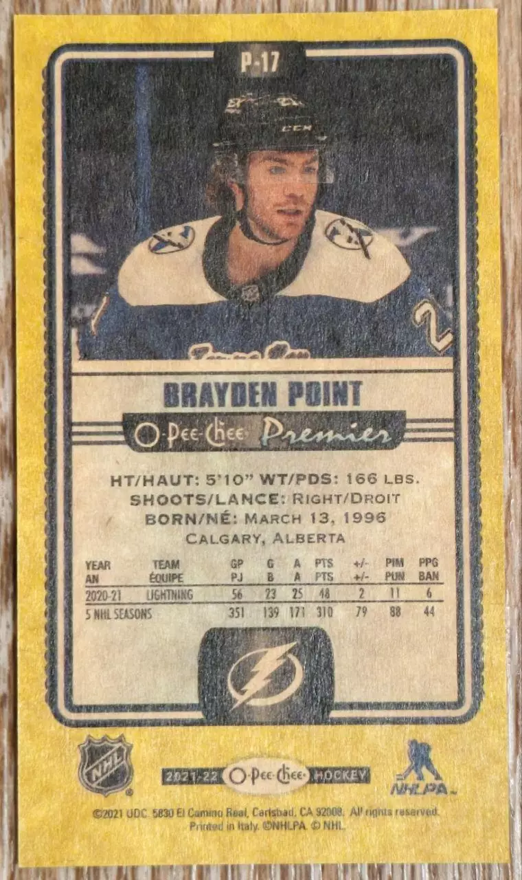 Карточка NHL. Брэйден Пойнт/Brayden Point Тампа 1