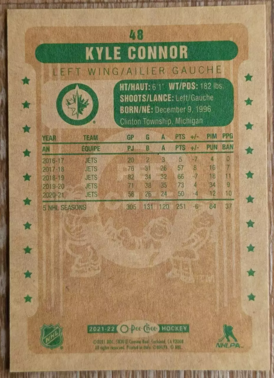 Карточка NHL. Кайл Коннор/Kyle Connor Виннипег 1