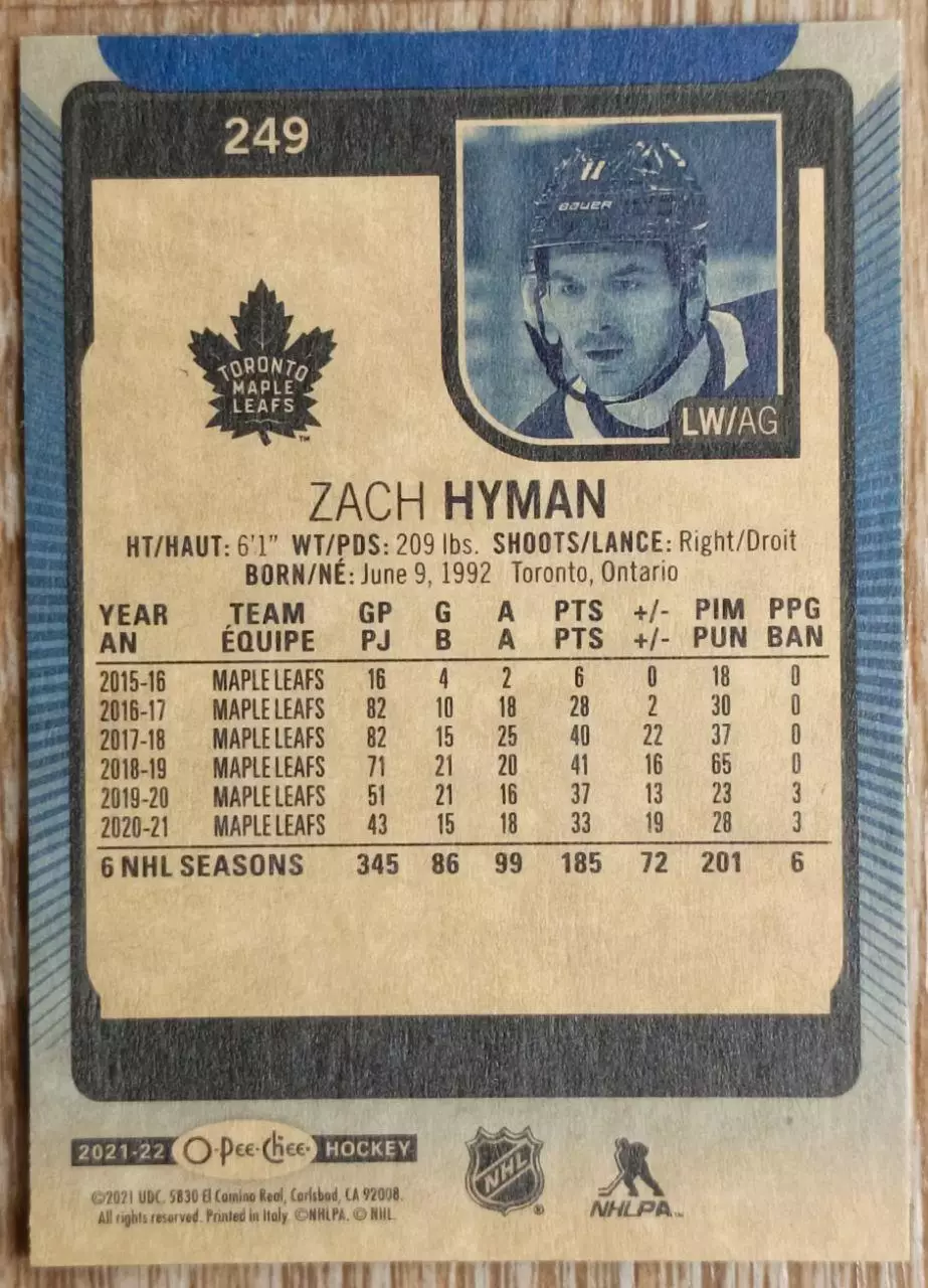Карточка NHL. Зак Хайман/Zach Hyman Торонто 1