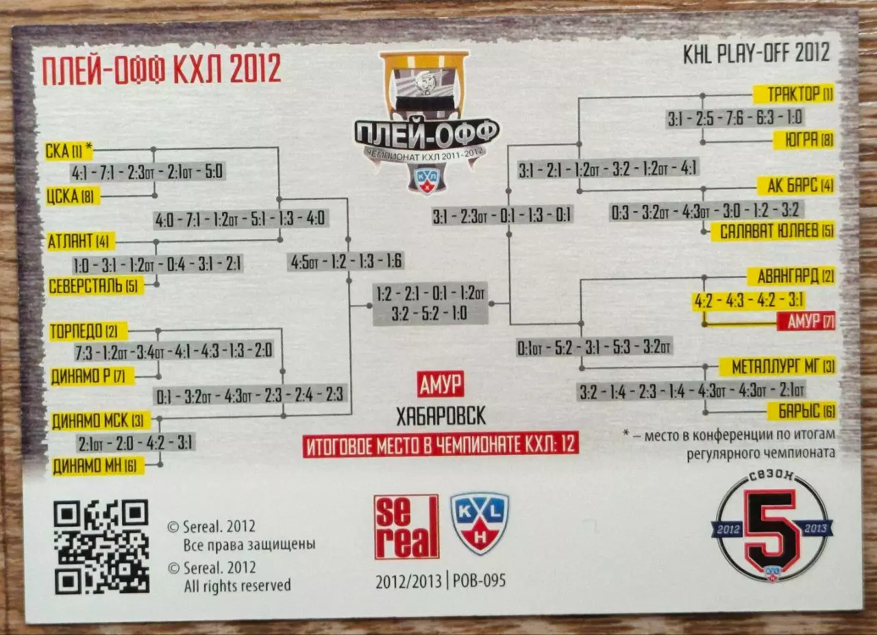 Карточка КХЛ. Амур. Битва за кубок. 2012-2013 SeReal 1