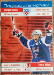 Карточка КХЛ. Дмитрий Калинин. СКА. Лидеры статистики. 2012-2013 SeReal