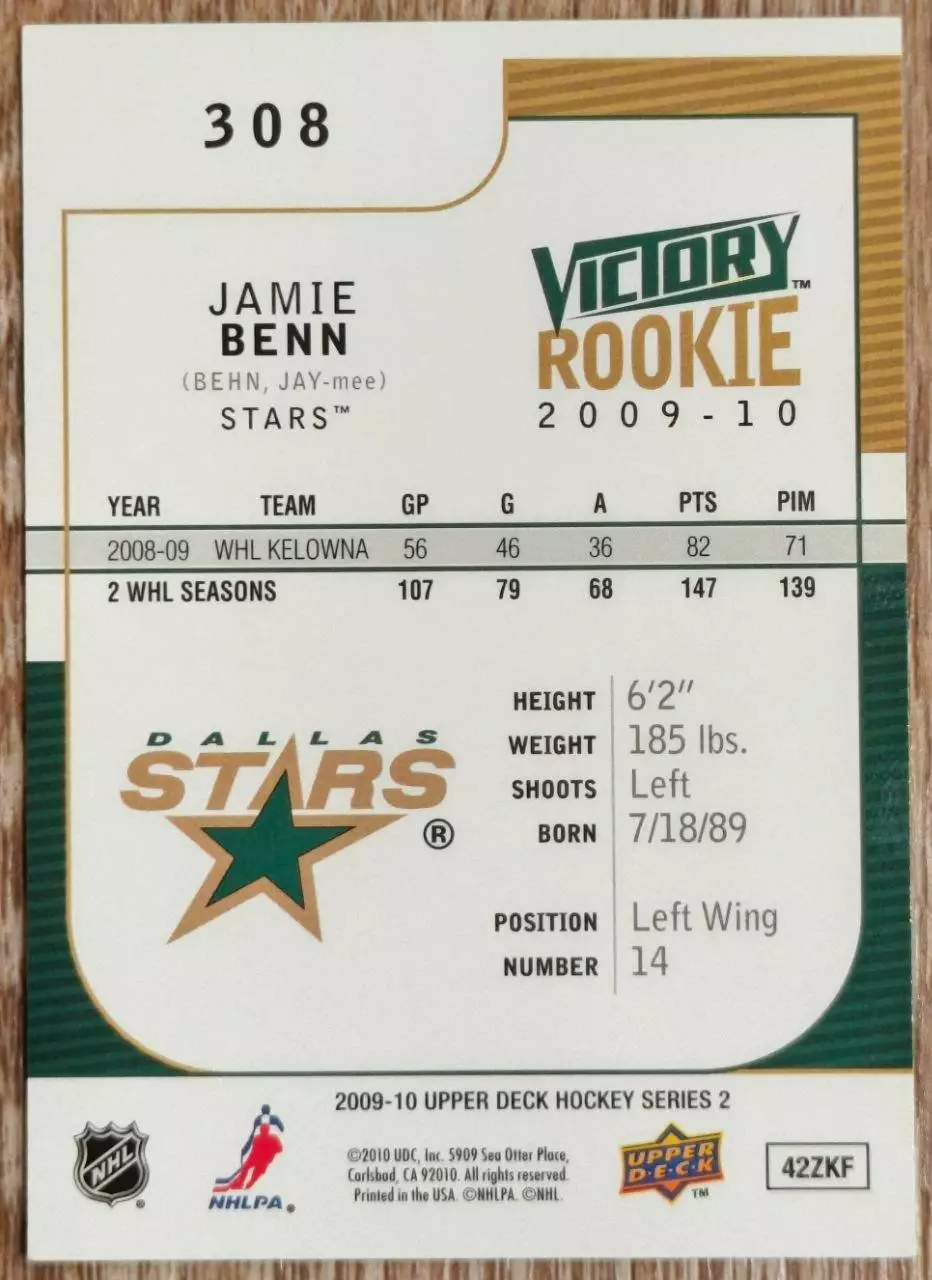 Карточка NHL. Джейми Бенн/Jamie Benn Даллас 1