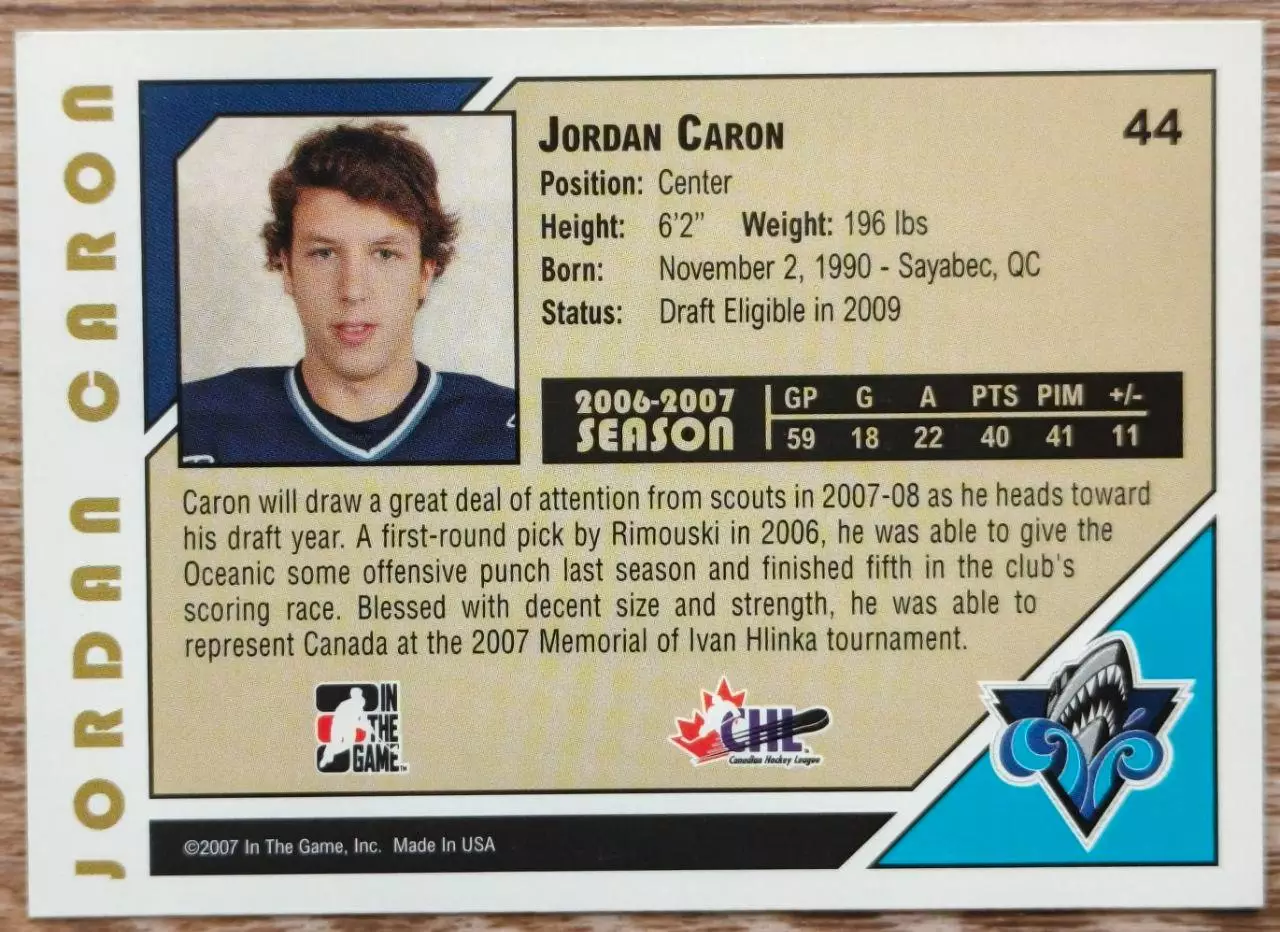 Карточка NHL. Джордан Кэрон/Jordan Caron Римуски/Rimouski 1