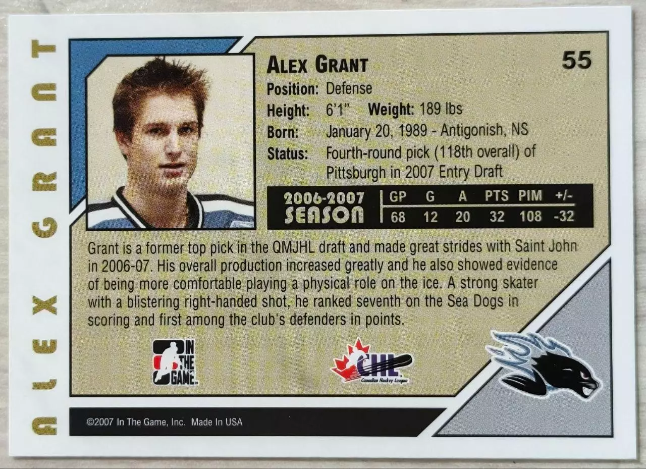 Карточка NHL. Алекс Грант/Alex Grant Сент-Джон/Saint John 1