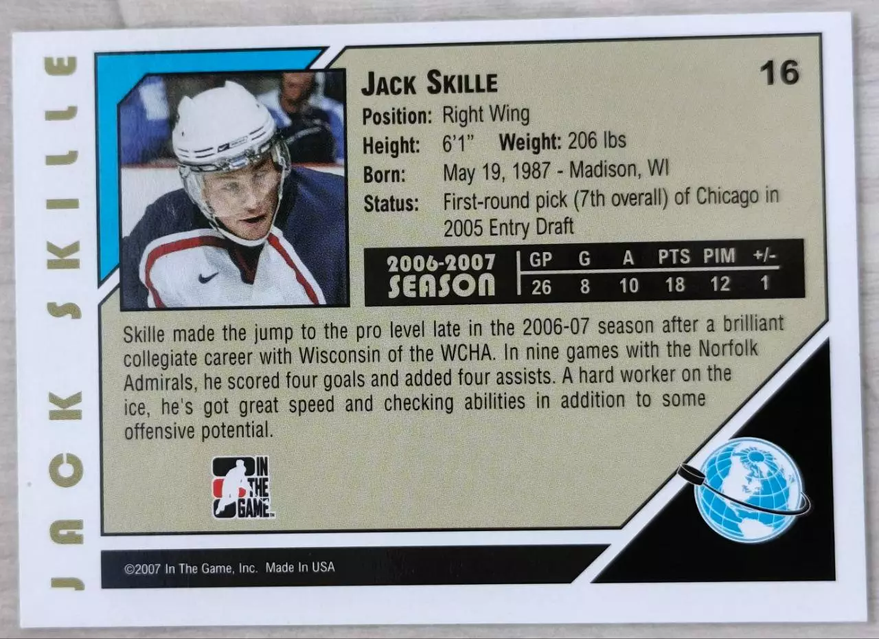 Карточка NHL. Джек Скилле/Jack Skille США/USA 1
