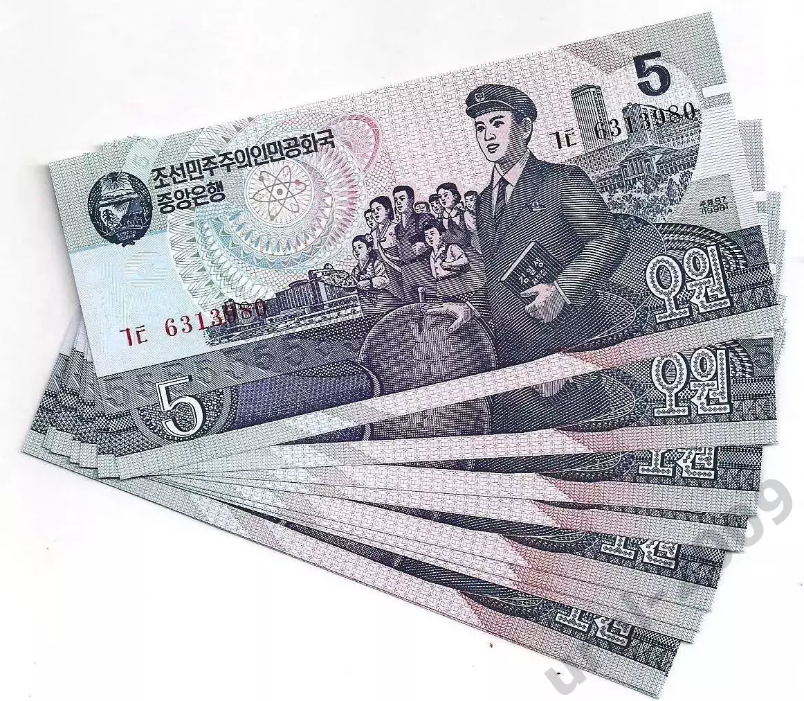 Северная Корея, КНДР, 5 вон 1998 год! UNC, ПРЕСС, из пачки!