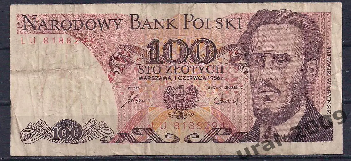Польша, 100 злотых 1986 год. LU 8188294