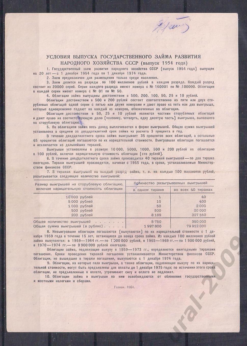 СССР, Облигация 100 рублей 1954 год! 172593. 1
