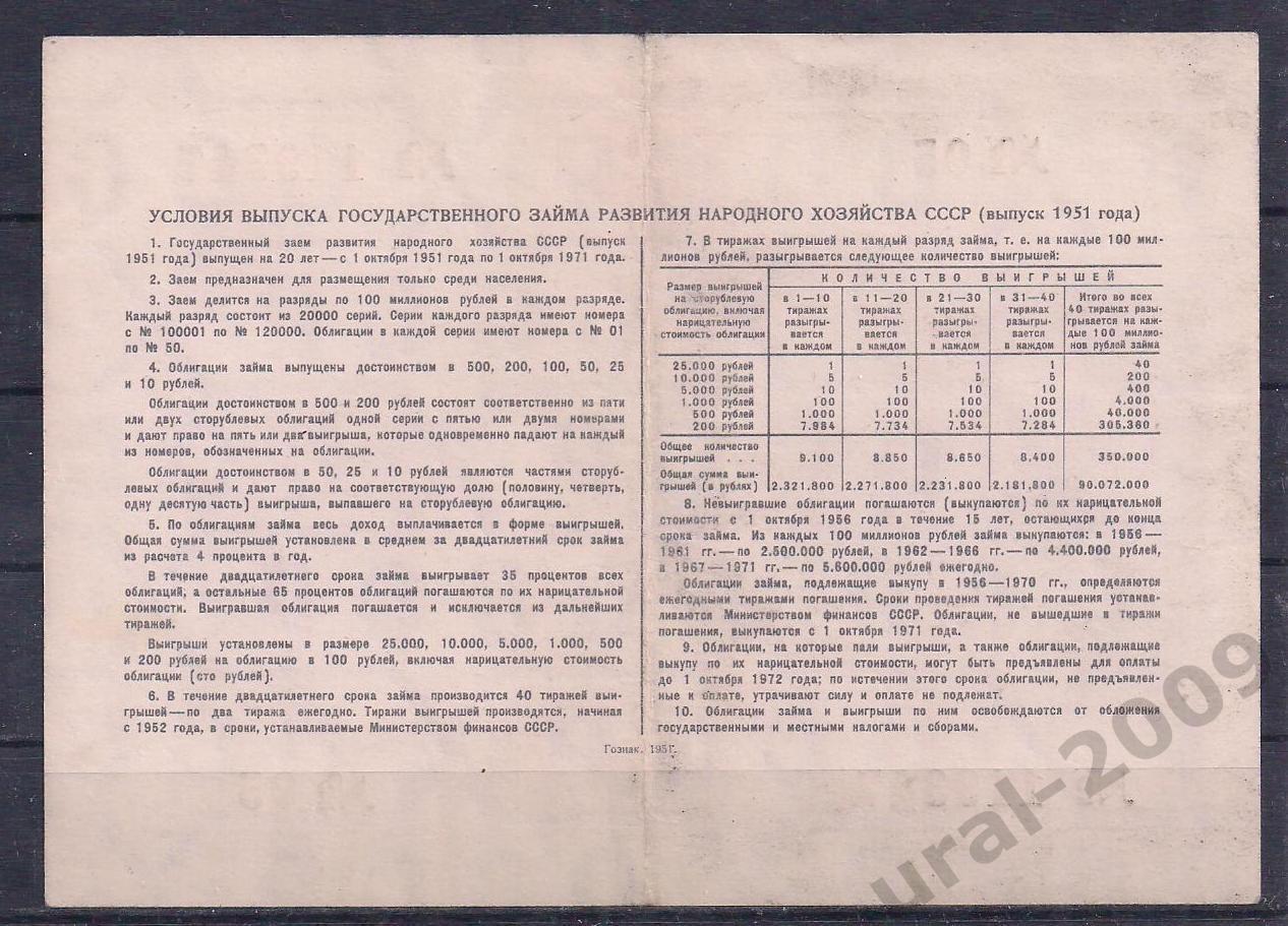 СССР, Облигация 100 рублей 1951 год! 119347. 1
