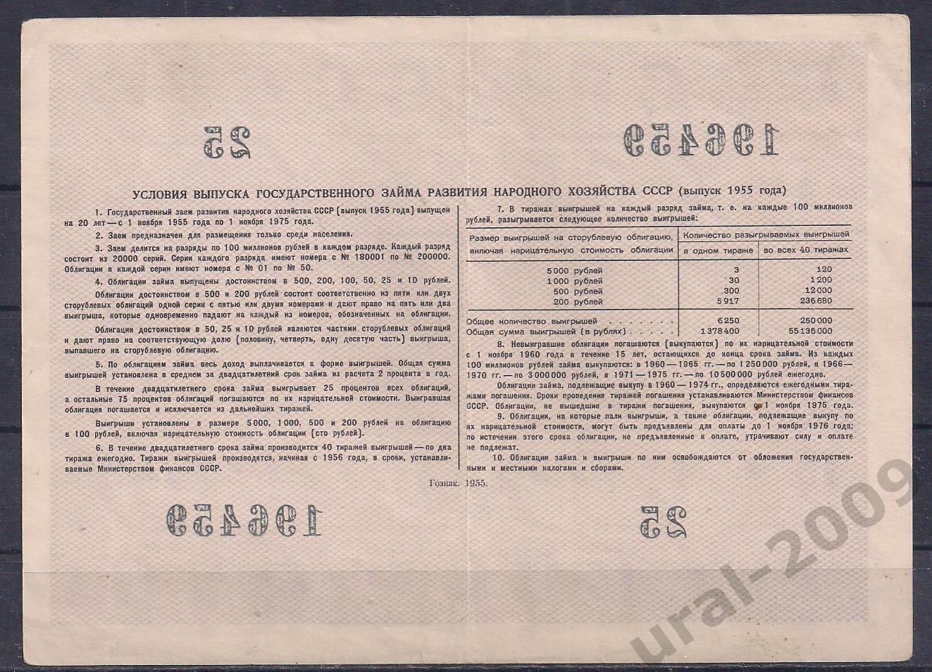 СССР, Облигация 100 рублей 1955 год! 196459. 1