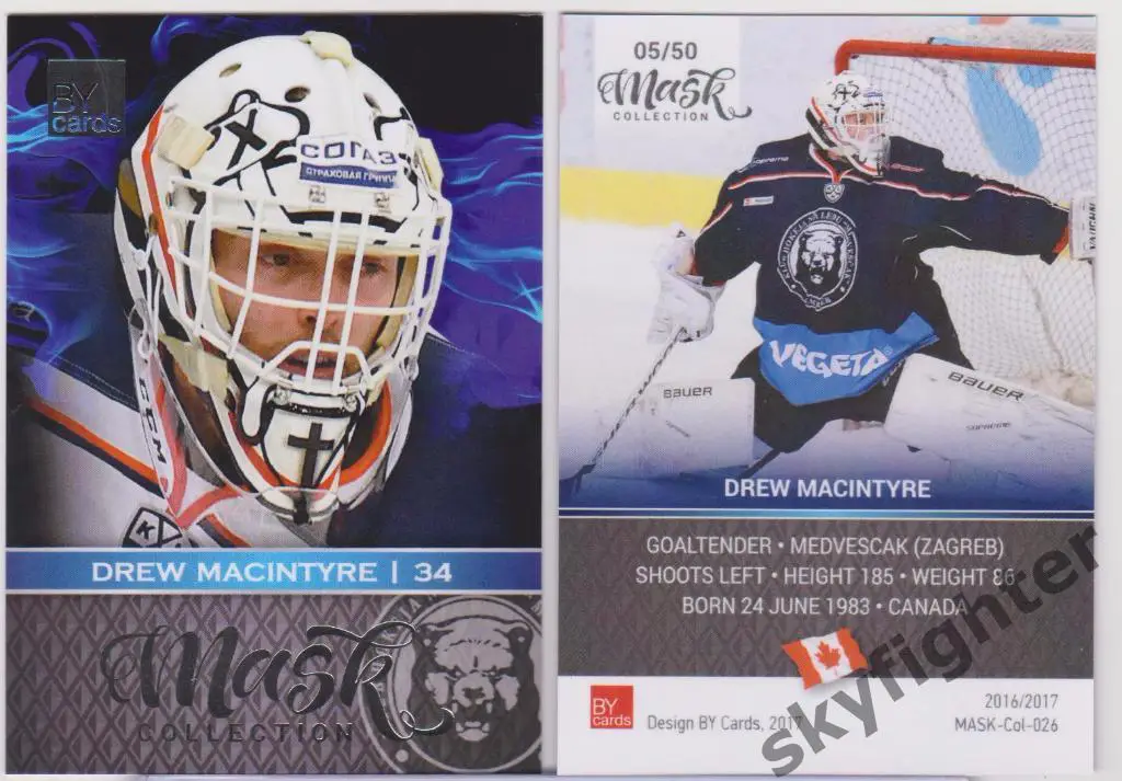 Дрю Макинтайер 2016-17 BY Cards Mask Collection Медвешчак Загреб