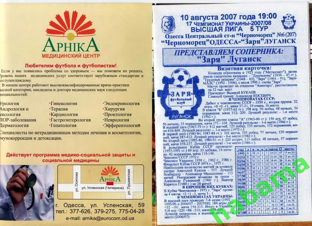 Черноморец Одесса -Заря Луганск 10.08.2007г. 1