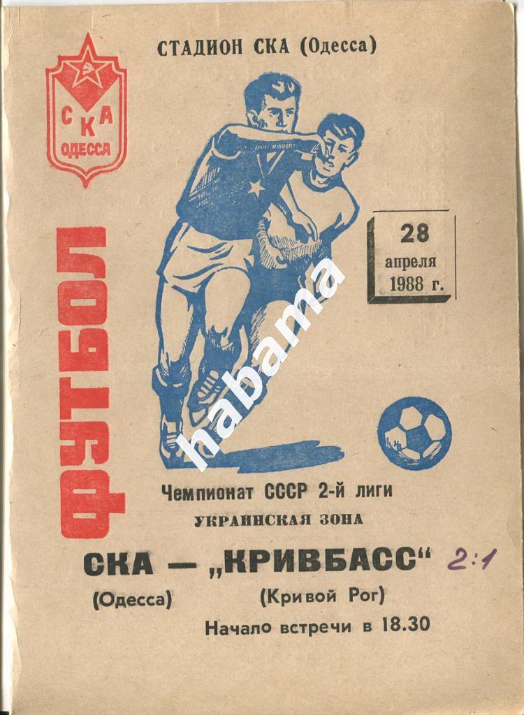 СКА Одесса - «Кривбасс» Кривой Рог - 28.04.1988