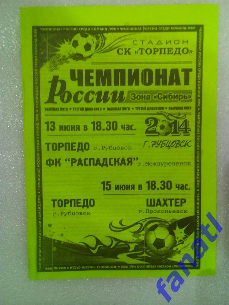 Торпедо (Рубцовск)-Шахтер (Прокопьевск)15.06.2014