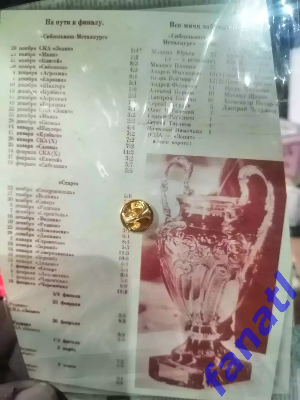 ХК Сибсельмаш Официальный знак Юбилейный 30 лет победы в чемпионате России 1