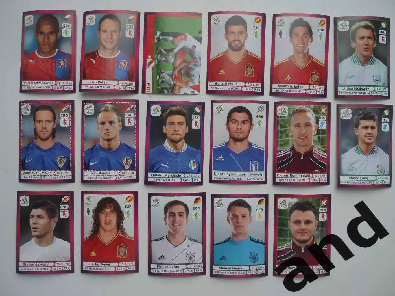 набор 17 наклеек панини panini Евро 2012 (немецкая версия)