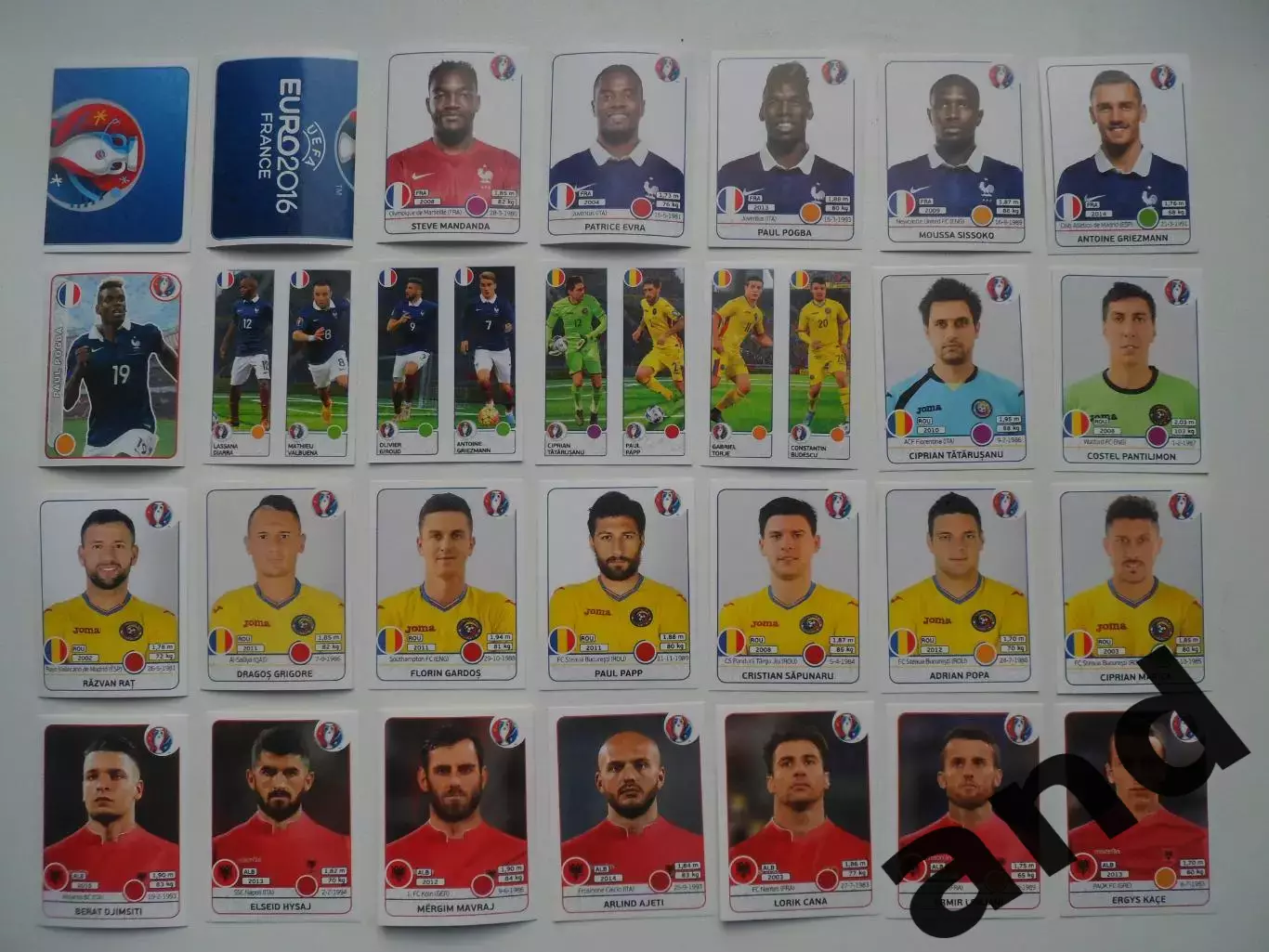 Набор 160 наклеек без повторов Panini Чемпионат Европы 2016