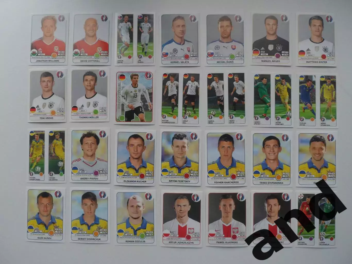 Набор 160 наклеек без повторов Panini Чемпионат Европы 2016 2