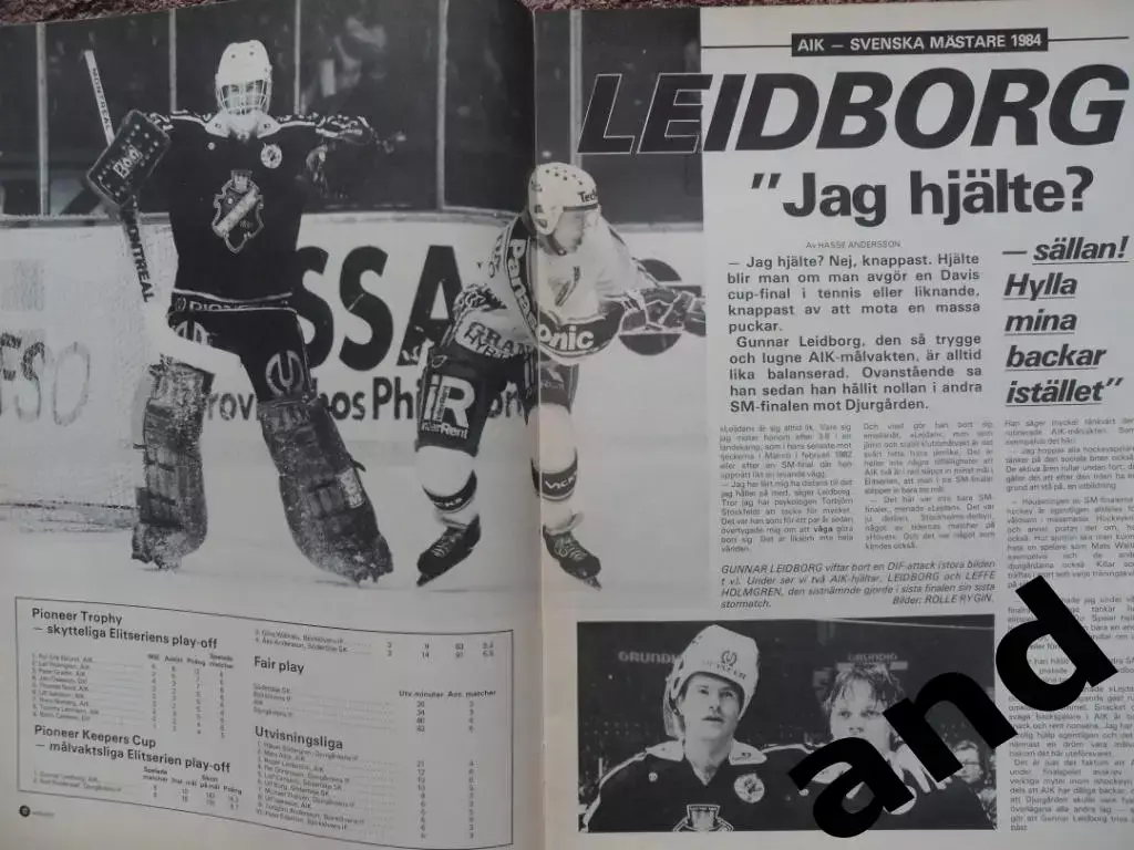журнал Хоккей (Швеция) № 4 (1984) большой постер Олинг 6
