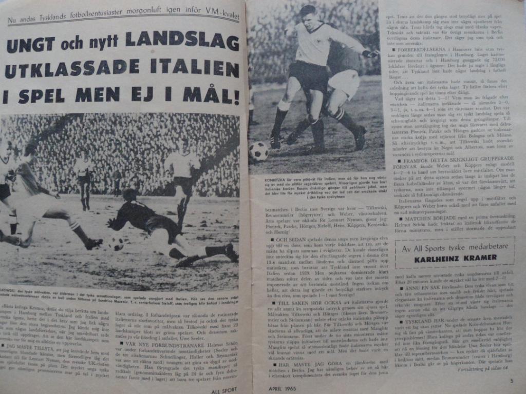 журнал Спорт (Швеция) № 1 (1965 г.) спецвыпуск Футбол 4
