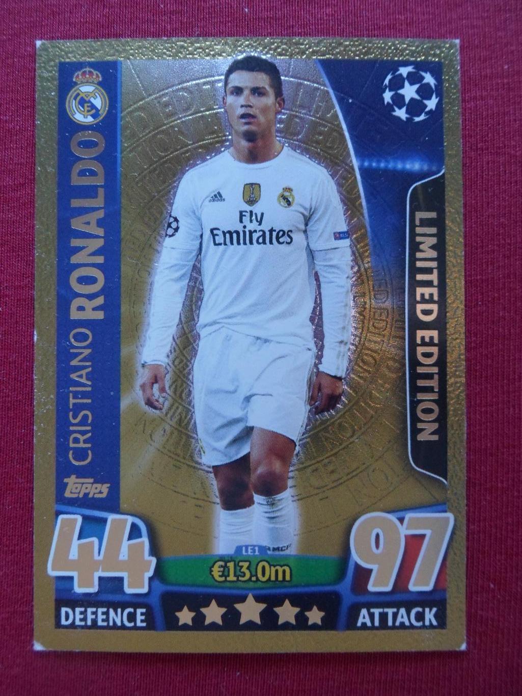 Cristiano Ronaldo Карточка Match Attax. Лига Чемпионов Limited Edition