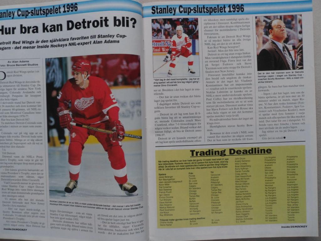 журнал Хоккей (inside Hockey) №5 (1996) большой постер Форсберг/Селяне 4