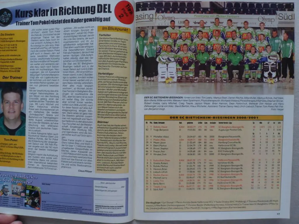 журнал Новости хоккея (Германия) - Сезон 2000-01 (фото команд) 1