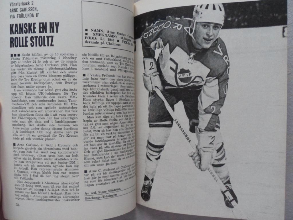 Хоккей 1965 (Швеция) календарь-справочник- ежегодник 7